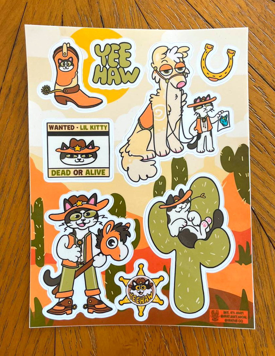 Cowboy Lil Kitty | Sticker Sheet