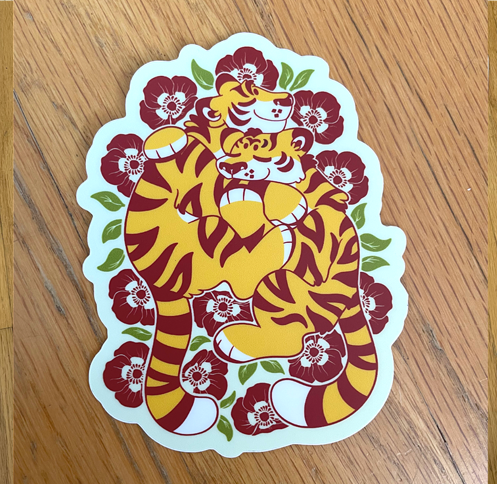 Tigers & Poppies | Sticker
